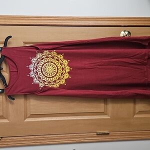Sonoma Red and Gold Midi Dress
